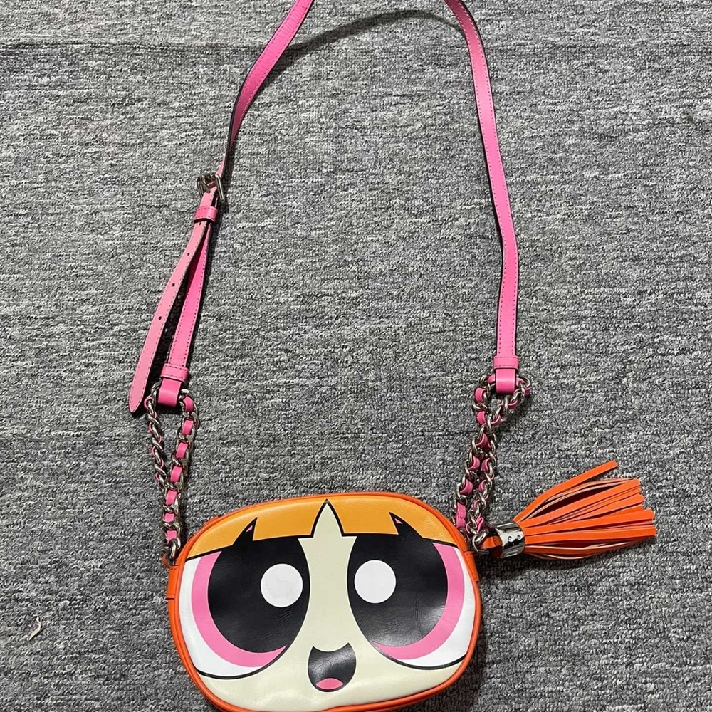 Moschino Powerpuff Girl leather shoulder bag blossom rare Authentic